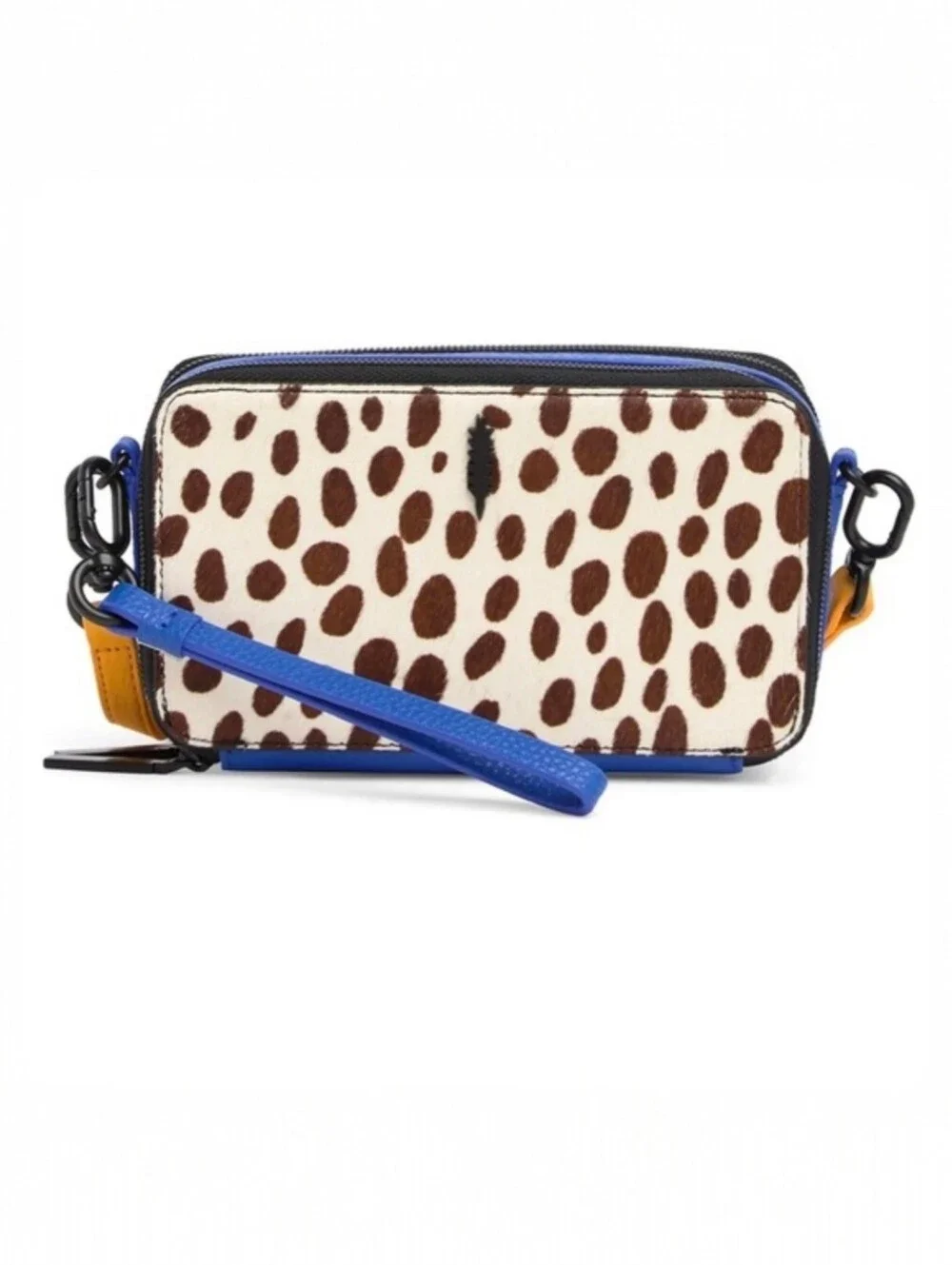 Thacker Ronnie Genuine Calf Hair & Leather Crossbody Bag In Dalmation